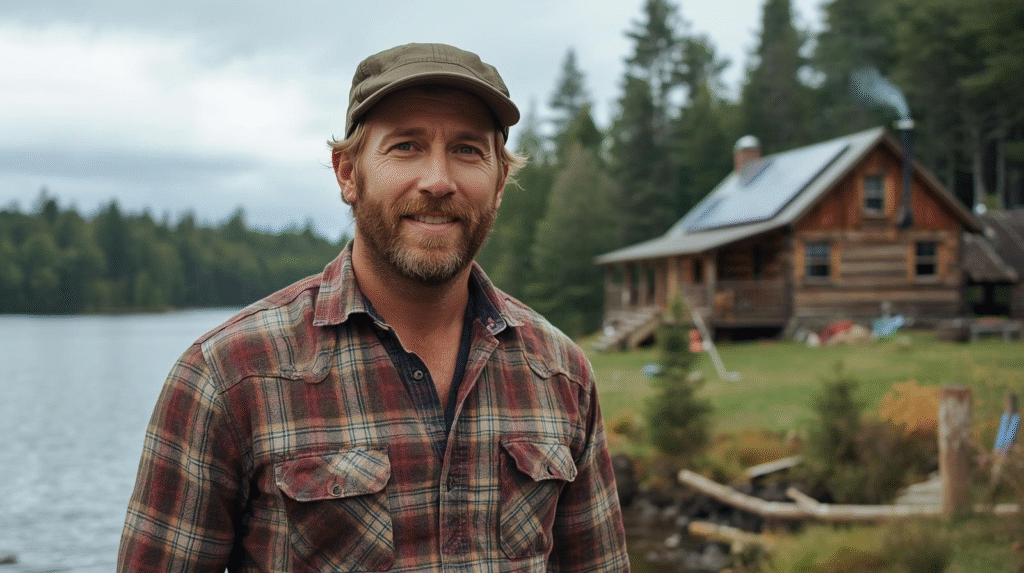 Ben Ridge 2025 In Front Of An Off-Grid Cabin