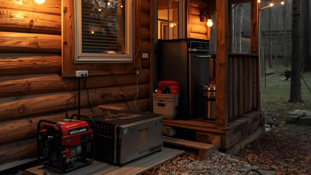 Generator used as backup power for cabin