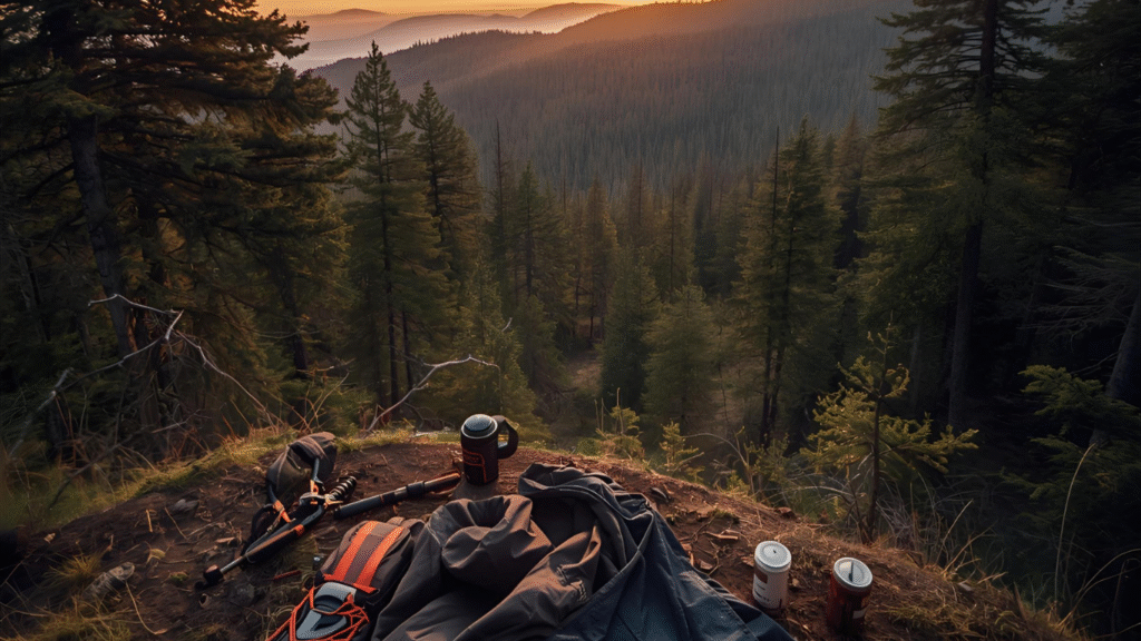 Best Budget Off-Grid Gear with a beautiful background in the mountain sunrise