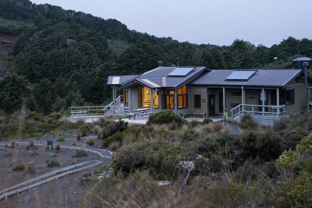 Solar panels on off-grid cabin roof