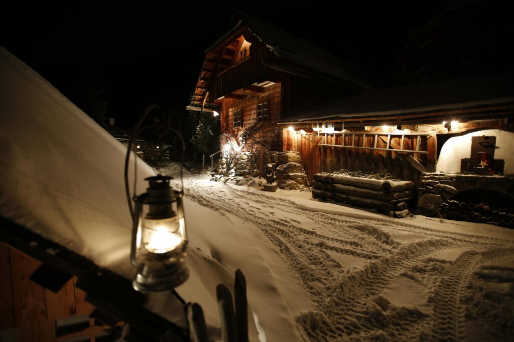 Spot lights light up a path to walk safely